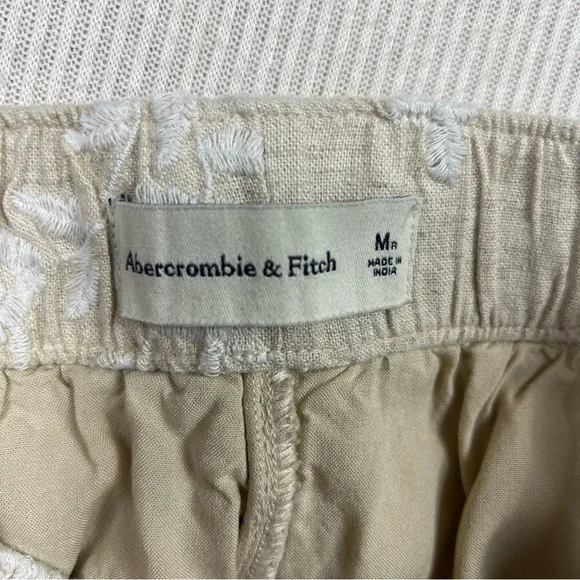 Abercrombie & Fitch Linen Blend Embroidered Pull On Shorts MEDIUM - Picture 10 of 16